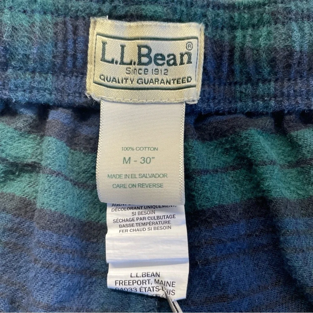 L L Bean sleep Pants Mens size M Scotch Plaid Flannel Cotton Drawstring Comfy